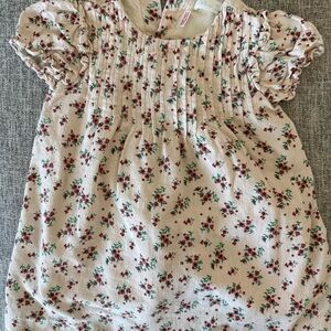 Zara Cream Dress with Red and Green Floral Design
